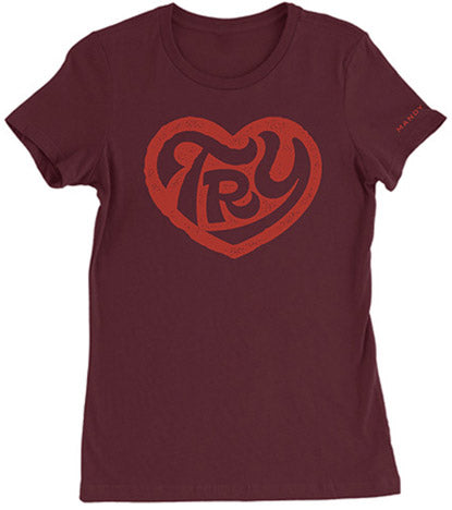 Try Heart – Ladies Maroon with Red