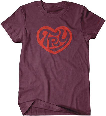 Try Heart – Unisex Maroon with Red